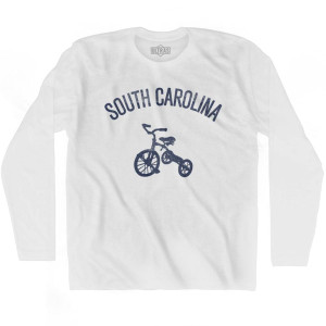 South Carolina State Tricycle Adult Cotton Long Sleeve T-shirt-White