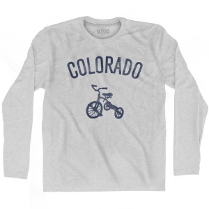 Colorado State Tricycle Adult Cotton Long Sleeve T-shirt - Grey Heather Colorado State Tricycle Adult Cotton Long Sleeve T-shirt - Grey Heather