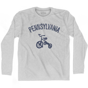 Pennsylvania State Tricycle Adult Cotton Long Sleeve T-shirt - Grey Heather Pennsylvania State Tricycle Adult Cotton Long Sleeve T-shirt - Grey Heather