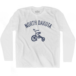 North Dakota State Tricycle Adult Cotton Long Sleeve T-shirt-White North Dakota State Tricycle Adult Cotton Long Sleeve T-shirt-White