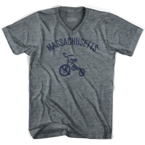 Massachusetts State Tricycle Adult Tri-Blend V-neck Womens T-shirt - Athletic Grey Massachusetts State Tricycle Adult Tri-Blend V-neck Womens T-shirt - Athletic Grey