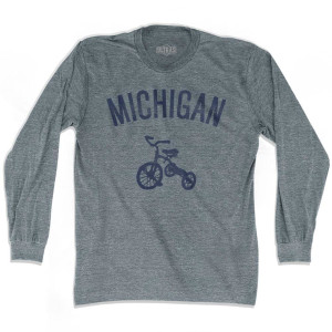 Michigan State Tricycle Adult Tri-Blend Long Sleeve T-shirt - Athletic Grey Michigan State Tricycle Adult Tri-Blend Long Sleeve T-shirt - Athletic Grey