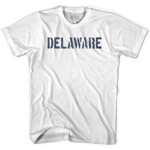 Delaware State Stencil Youth Cotton T-shirt - White Delaware State Stencil Youth Cotton T-shirt - White
