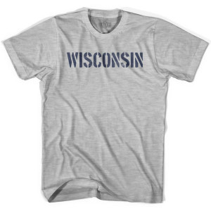 Wisconsin State Stencil Youth Cotton T-shirt - Grey Heather Wisconsin State Stencil Youth Cotton T-shirt - Grey Heather
