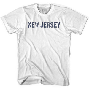 New Jersey State Stencil Youth Cotton T-shirt - White