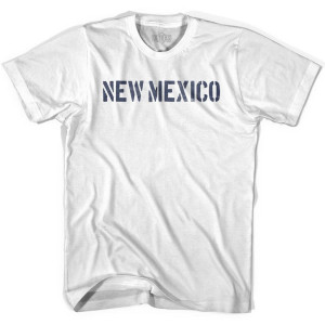 New Mexico State Stencil Adult Cotton T-shirt - White