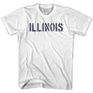 Illinois State Stencil Youth Cotton T-shirt - White Illinois State Stencil Youth Cotton T-shirt - White