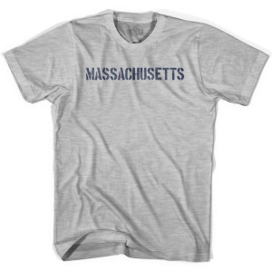 Massachusetts State Stencil Youth Cotton T-shirt - Grey Heather Massachusetts State Stencil Youth Cotton T-shirt - Grey Heather