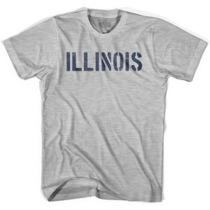 Illinois State Stencil Youth Cotton T-shirt - Grey Heather