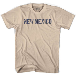 New Mexico State Stencil Adult Cotton T-shirt - Creme