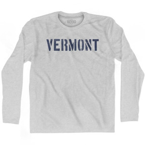 Vermont State Stencil Adult Cotton Long Sleeve T-shirt - Grey Heather Vermont State Stencil Adult Cotton Long Sleeve T-shirt - Grey Heather