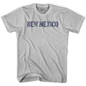 New Mexico State Stencil Adult Cotton T-shirt - Cool Grey