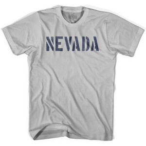Nevada State Stencil Adult Cotton T-shirt - Cool Grey