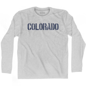 Colorado State Stencil Adult Cotton Long Sleeve T-shirt - Grey Heather Colorado State Stencil Adult Cotton Long Sleeve T-shirt - Grey Heather