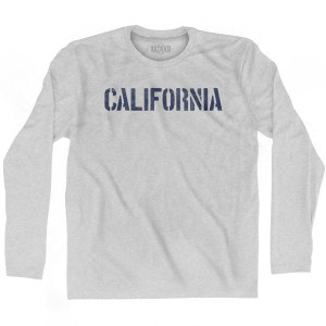 California State Stencil Adult Cotton Long Sleeve T-shirt - Grey Heather California State Stencil Adult Cotton Long Sleeve T-shirt - Grey Heather