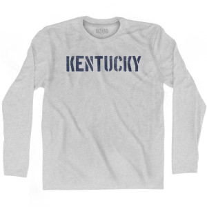 Kentucky State Stencil Adult Cotton Long Sleeve T-shirt - Grey Heather Kentucky State Stencil Adult Cotton Long Sleeve T-shirt - Grey Heather