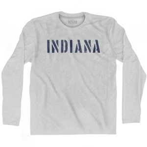 Indiana State Stencil Adult Cotton Long Sleeve T-shirt - Grey Heather Indiana State Stencil Adult Cotton Long Sleeve T-shirt - Grey Heather