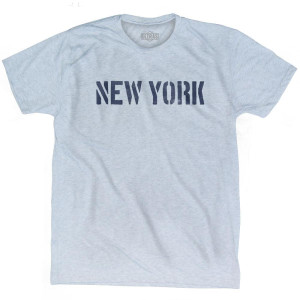 New York State Stencil Adult Tri-Blend T-shirt - Athletic White