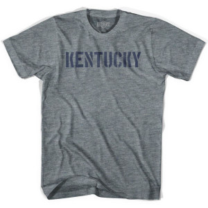Kentucky State Stencil Adult Tri-Blend T-shirt - Athletic Grey