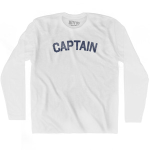 Captain Adult Cotton Long Sleeve T-shirt - White
