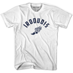 Iroquois Running Winged Foot Track T-shirt-Adult - White