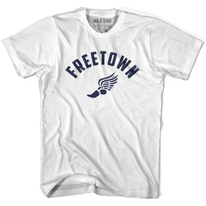Freetown Running Winged Foot Track T-shirt-Adult - White Freetown Running Winged Foot Track T-shirt-Adult - White