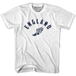 England Running Winged Foot Track T-shirt-Adult - White England Running Winged Foot Track T-shirt-Adult - White