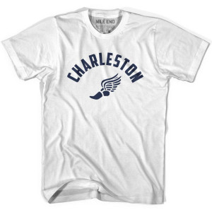 Charleston Running Winged Foot Track T-shirt-Adult - White Charleston Running Winged Foot Track T-shirt-Adult - White