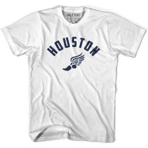 Houston Running Winged Foot Track T-shirt-Adult - White Houston Running Winged Foot Track T-shirt-Adult - White