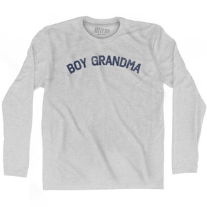 Boy Grandma Adult Cotton Long Sleeve T-shirt - Grey Heather