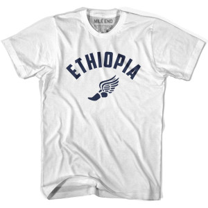Ethiopia Running Winged Foot Track T-shirt-Adult - White Ethiopia Running Winged Foot Track T-shirt-Adult - White