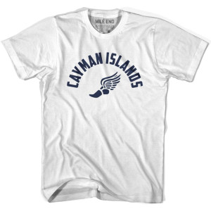 Cayman Islands Running Winged Foot Track T-shirt-Adult - White Cayman Islands Running Winged Foot Track T-shirt-Adult - White