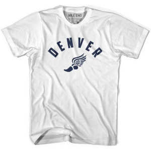 Denver Running Winged Foot Track T-shirt-Adult - White Denver Running Winged Foot Track T-shirt-Adult - White