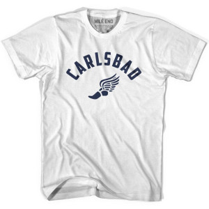 Carlsbad Running Winged Foot Track T-shirt-Adult - White Carlsbad Running Winged Foot Track T-shirt-Adult - White
