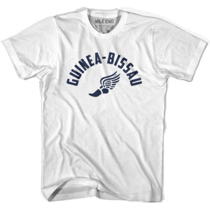 Guinea-Bissau Running Winged Foot Track T-shirt-Adult - White Guinea-Bissau Running Winged Foot Track T-shirt-Adult - White