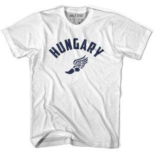 Hungary Running Winged Foot Track T-shirt-Adult - White
