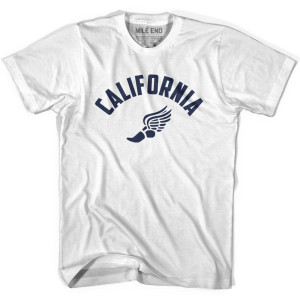 California Running Winged Foot Track T-shirt-Adult - White California Running Winged Foot Track T-shirt-Adult - White