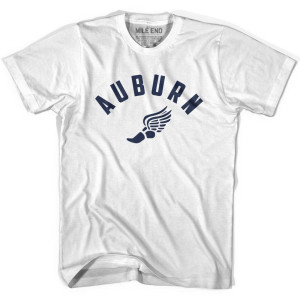 Auburn Running Winged Foot Track T-shirt-Adult - White