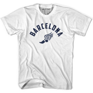 Barcelona Running Winged Foot Track T-shirt-Adult - White Barcelona Running Winged Foot Track T-shirt-Adult - White