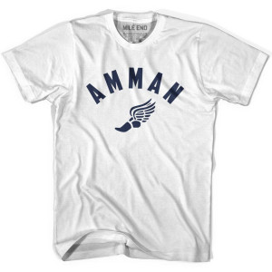 Amman Running Winged Foot Track T-shirt-Adult - White Amman Running Winged Foot Track T-shirt-Adult - White