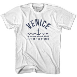 Venice Anchor Life on the Strand T-shirt-Adult - White