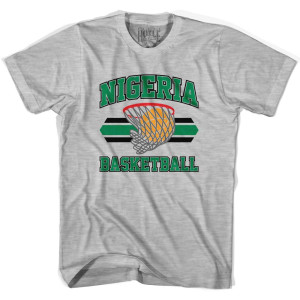 Nigeria 90's Basketball T-shirts-Adult - Grey Heather