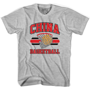 China 90's Basketball T-shirts-Adult - Grey Heather