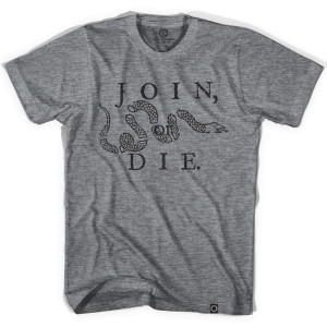 Philadelphia Join or Die Soccer T-shirt-Athletic Grey Philadelphia Join or Die Soccer T-shirt-Athletic Grey