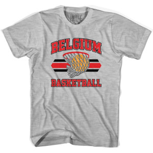 Belgium 90's Basketball T-shirts-Adult - Grey Heather