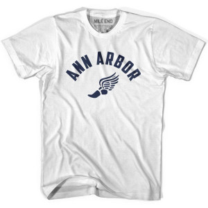 Ann Arbor Running Winged Foot Track T-shirt - White Ann Arbor Running Winged Foot Track T-shirt - White