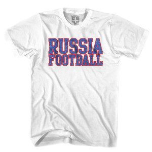 Russia Football Nation Soccer T-shirt-Adult - White