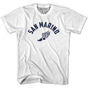 San Marino Running Winged Foot Track T-shirt-Adult - White