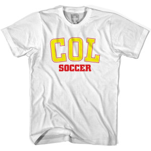 Colombia COL Soccer Country Code T-shirt-Adult-White Colombia COL Soccer Country Code T-shirt-Adult-White