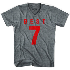 Ultras George Best 7 Legend Soccer V-neck T-shirt-Athletic Grey Ultras George Best 7 Legend Soccer V-neck T-shirt-Athletic Grey